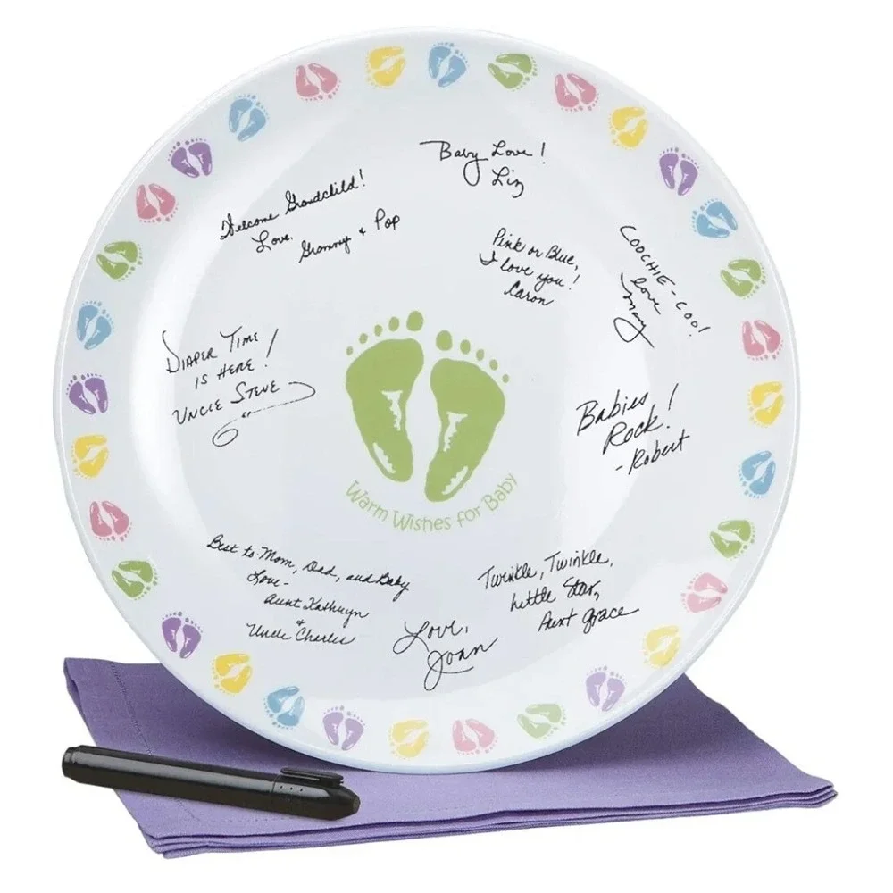 Wilton Autograph Plate Baby Shower Keepsake Warm Wishes‎ New in Box
